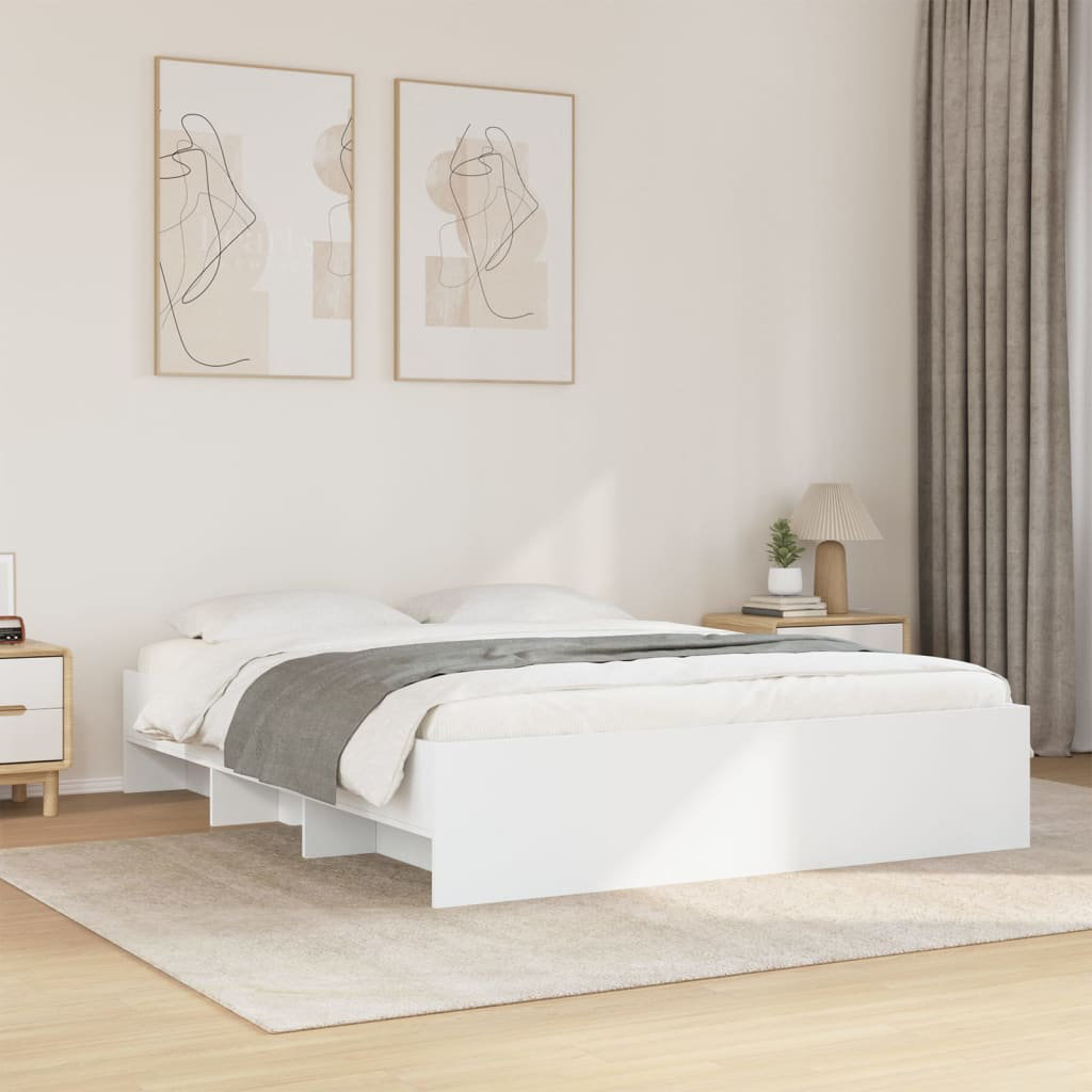 Vidaxl Bed Frame Bed Base Mattress Foundation White 160X200 Cm Engineered Wood - Image 3