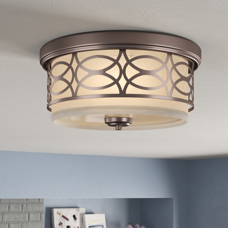 Washington Mews Fabric Flush Mount, Hazel Bronze, Khaki