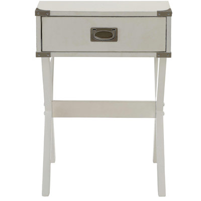 White 1 Drawer Side Table