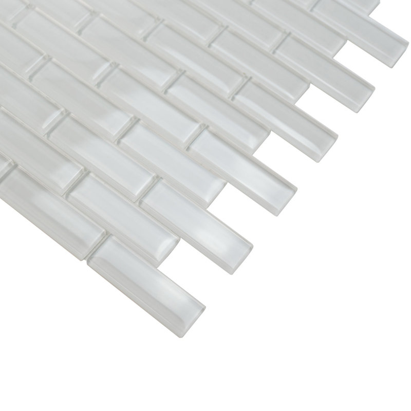 11.9"X 11.9" Polished Glass Brick Tile, Ice White