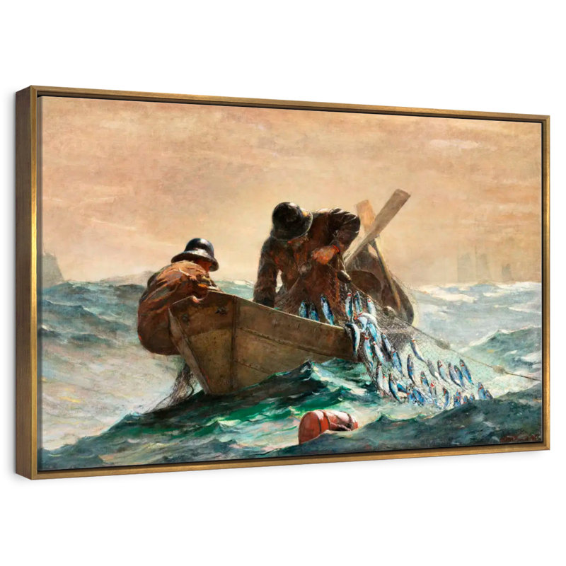 Le filet de hareng, Cadre flottant doré, 13 po x 9 po