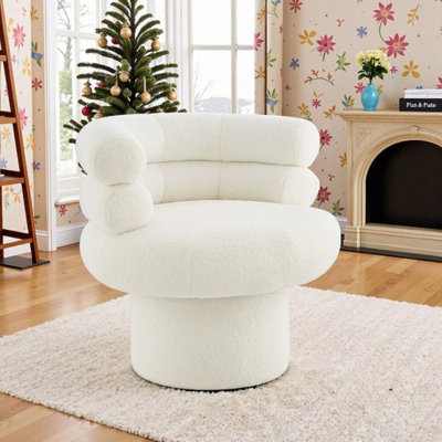 Chaise d'appoint pivotante ronde de 29,9 po avec dossier rembourré en molleton moelleux