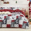 Ensemble de couette réversible à carreaux de Noël-135989741