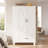 67" Bedroom Wardrobe Closet, Wooden Armoire With Mirror, Doors & Drawers, White