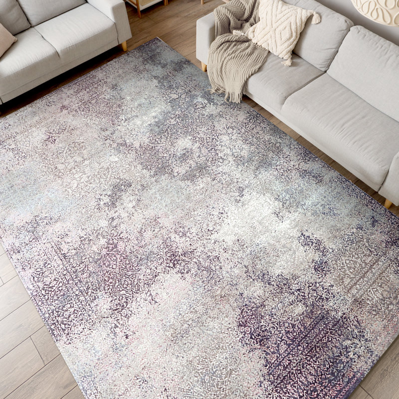 Wool Floral Area Rug, Rectangle 9' x 12'