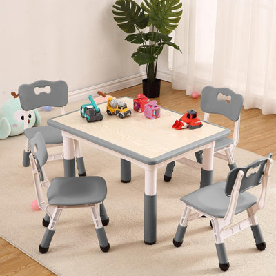 Ensemble de table pour enfants et 4 chaises, table pour tout-petits à hauteur réglable avec bureau Graffiti