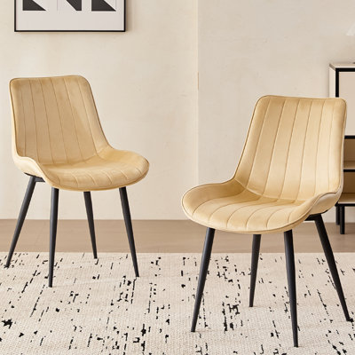 Ensemble de 4 chaises de salle à manger en velours, chaise de cuisine rembourrée moderne avec pieds en métal pour le salon de la chambre à coucher, appartement