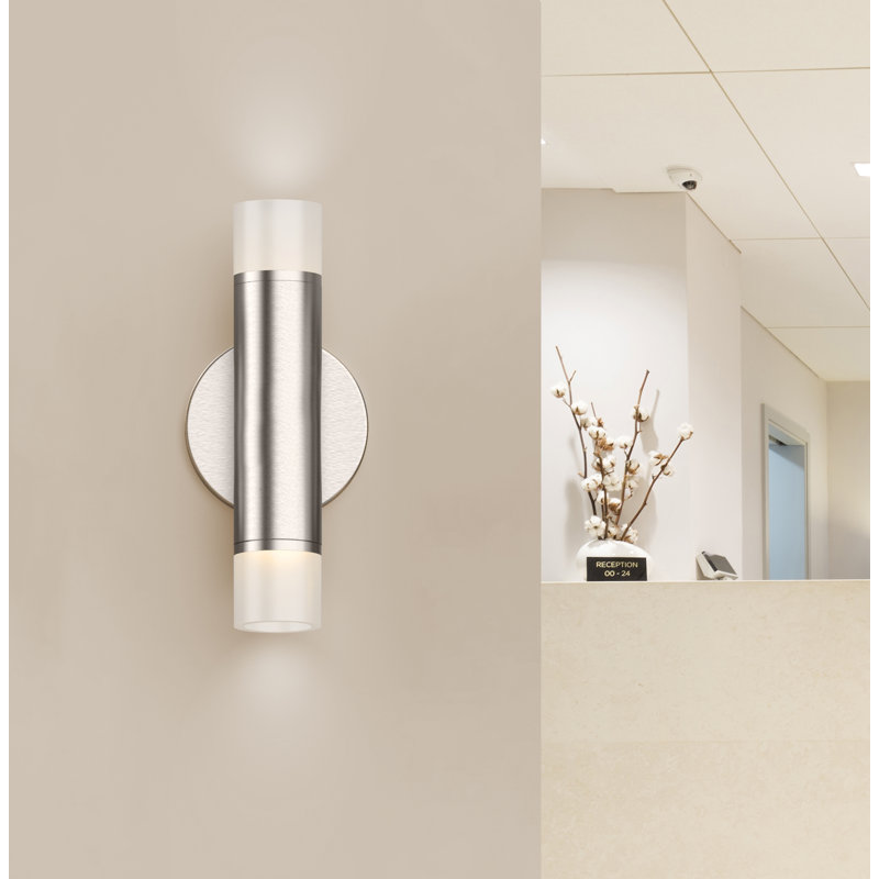 Applique murale à intensité variable à 2 lumières DEL ALC ™, Nickel satiné, H 8,5 po x l 4,5 po x P 2 po