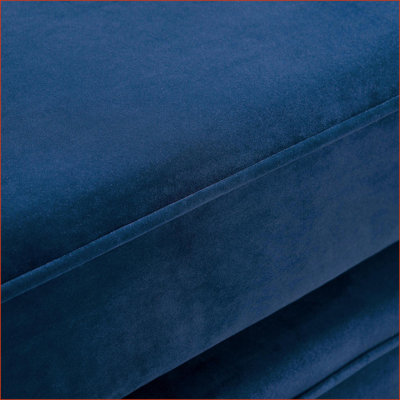Chaise Lounge for Living Room Bedroom | Classic Sled Scroll Arm | Fabric | Navy Blue