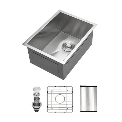 Évier de cuisine encastrable 14 po - évier de cuisine encastrable 14 po x 18 po x 9 po en acier inoxydable de calibre 18 et profond 9 pouces