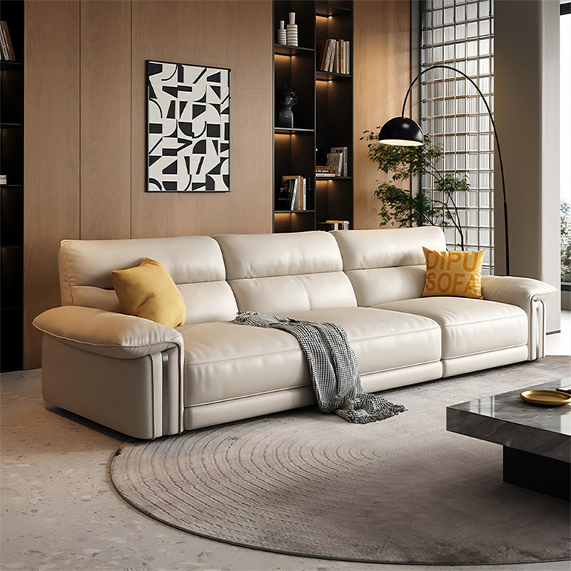 Canapé modulaire kaki en cuir véritable, Kaki