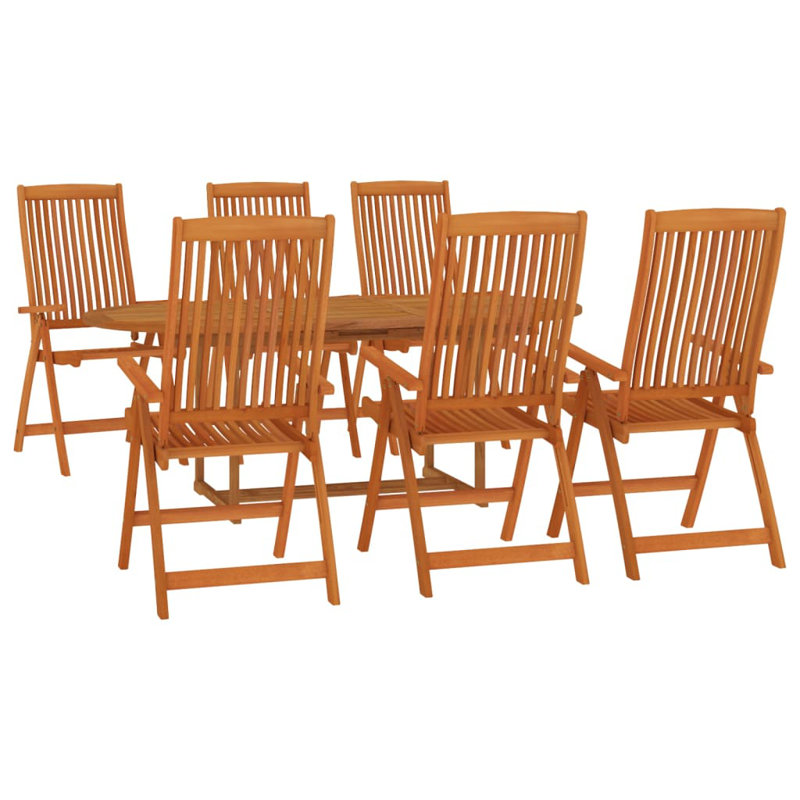 Patio Dining Set Solid Wood Eucalyptus, 6, Without footrest