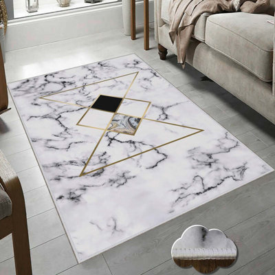 Hall de qualité supérieure, 100% polyester, hauteur de poils de 8 mm | Antibactérien, antidérapant à pois en PVC, 650 gr / m² | Lavable à la machine, impression numérique 3D | Idéal pour le salon et les entrées, conception durable et élégante