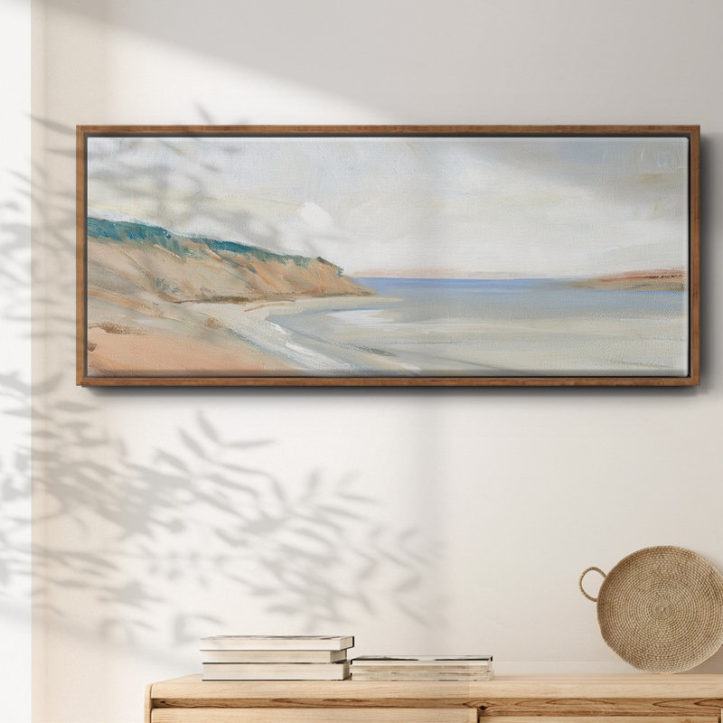 Shoreline Study I " Shoreline Study I " Painting Print, No Mat, Walnut Floater Framed Canvas, 12" H x 30" W x 1.5" D