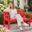 Banc de jardin extérieur en aluminium moulé de 133 cm de large, résistant aux intempéries, avec dossier et accoudoirs, pour pelouse, porche et cour (rouge)-24094047