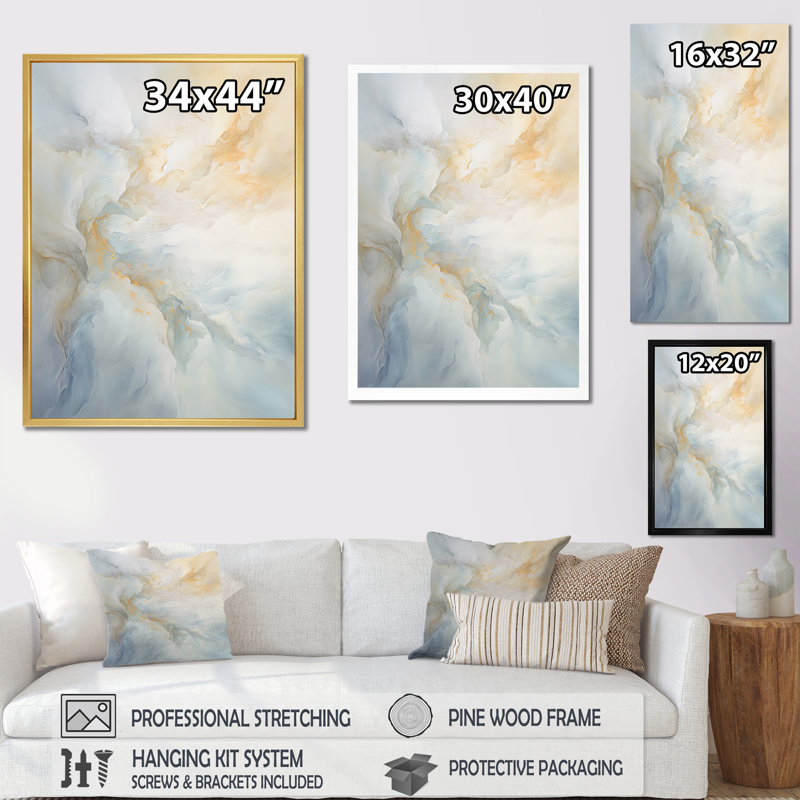 Nuage charme liquide Art VI - nuages décoration murale, H 20 po x l 12 po x P 1 po, Toile tendue