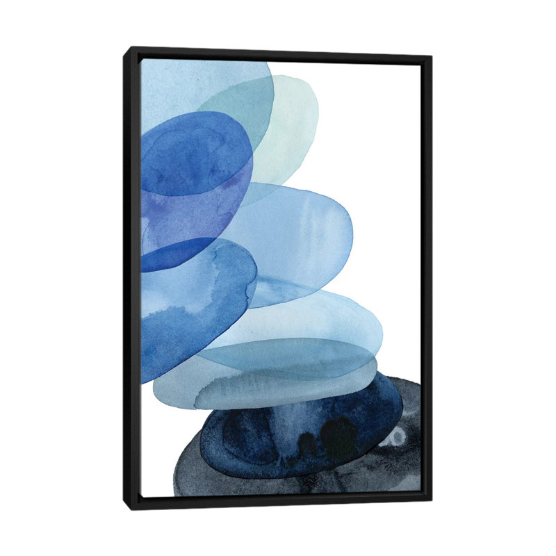 «River Worn Pebbles II», impression sur toile, H 26 po x l 18 po x P 1,5 po, Toile avec cadre noir, Pas de tapis