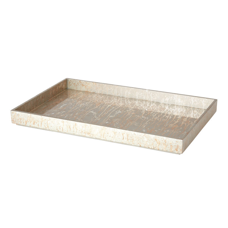 MDF Decorative Tray, 2.25" H x 18" D x 18" D, Champagne Silver