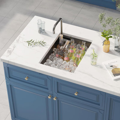 15 X 20 Inch Bar Sink Rv Sink With Folding Faucet, 16 Gauge Pvd Scracth Resistant Black Stainless Steel Small Rv Kitchen Sink, Concealed Design Under/topmount 2 Way Install For Outdoor Kitchen Wet Bar