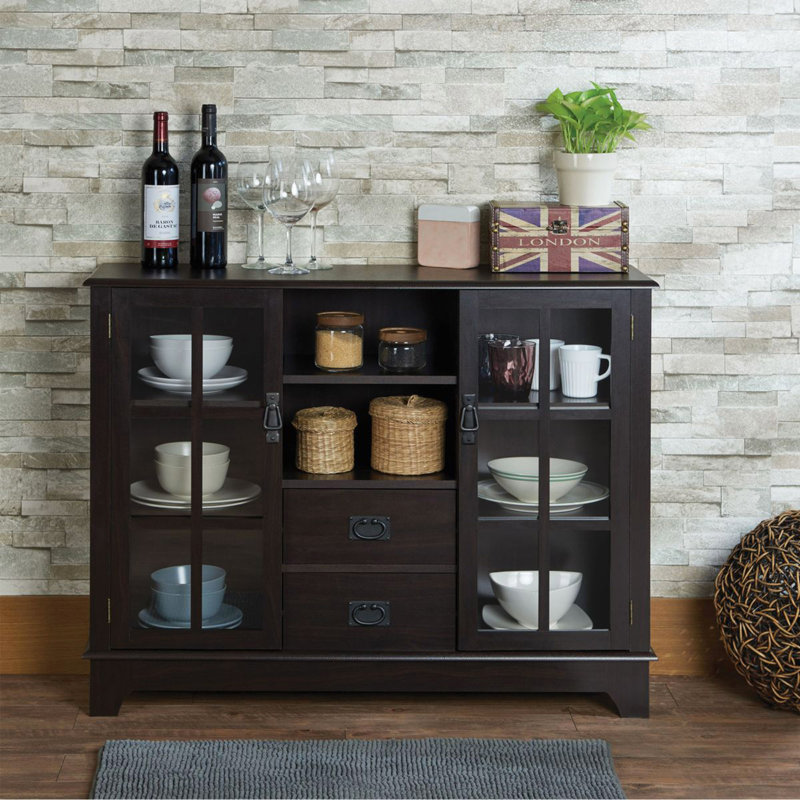 Console, table de vestibule, table de vestibule avec rangement ouvert et tiroir Dubbs, Espresso