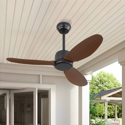 42in 3 ABS Blades Indoor and Outdoor Standard Ceiling Fan with Remote Downrod DC Motor