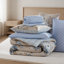 Ensemble de 7 pièces à motif floral inspiré du vin 7 pièces Cal King, beige / bleu-136228990-136228992