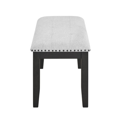 Contemporary Upholstered Bench With Gray Upholstery And Black Finish For Home Comfortable Legs Grey Living Room