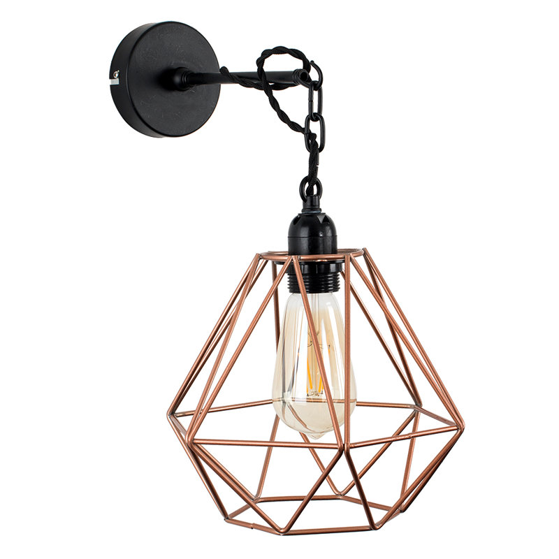 Harp 1 - Light Satin Black Geometric Pendant, No, Copper