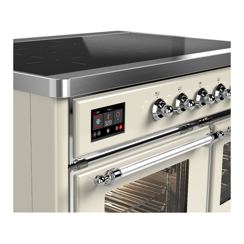 Majestic III Series 40 Inch Induction Range with 6 Induction Elements in Stainless Steel (Brass Trim), Antique White, Chrome