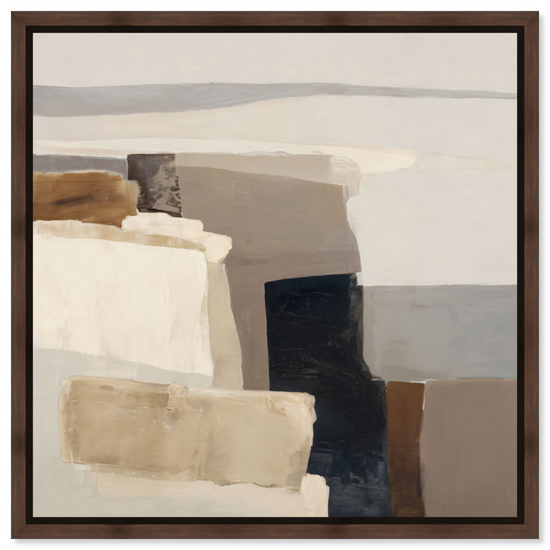 «Stone Layers I», impression sur toile encadrée par Art Remedy, cadre en noyer, 24 x 24, 25"H x 25"W, Walnut Frame
