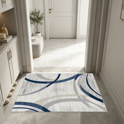 Blue and White   area rugs for Living Room, Soft and Comfortable, Suitable for all seasons, easy to maintain, machine washable Indoor floor mat, Under Table Farmhouse suitable for Bedroom, Dining Room, Study,  Balcony, Home Decor Patio