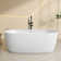 59" x 33" Freestanding Soaking Tub Solid Surface Stand Alone Bathtub with Pop-up Drain and Overflow