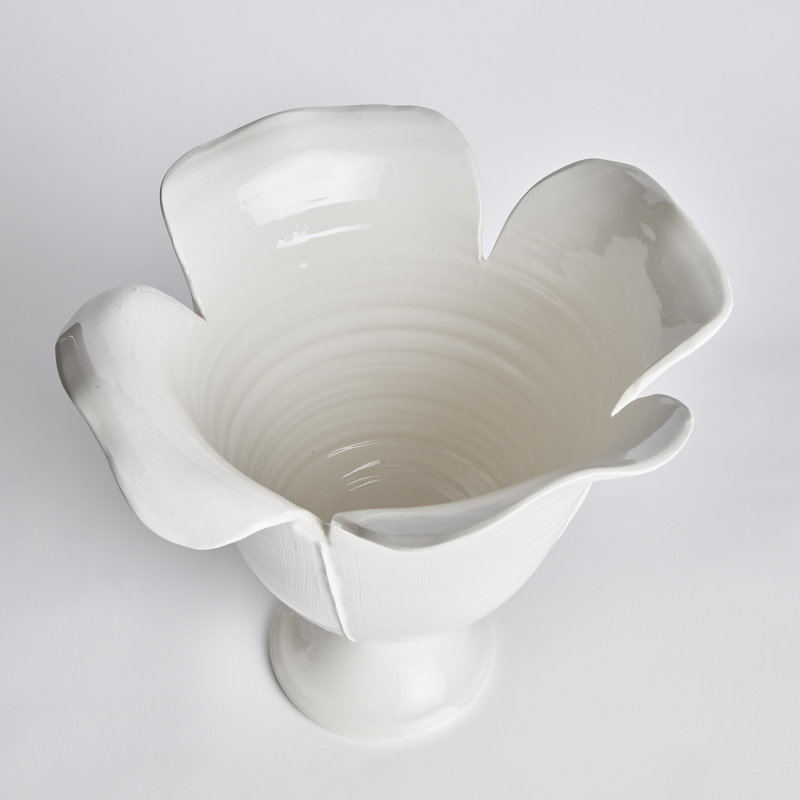 Rachana Handmade Ceramic Table Vase, 13.25" H x 11.75" W x 11.5" D, White