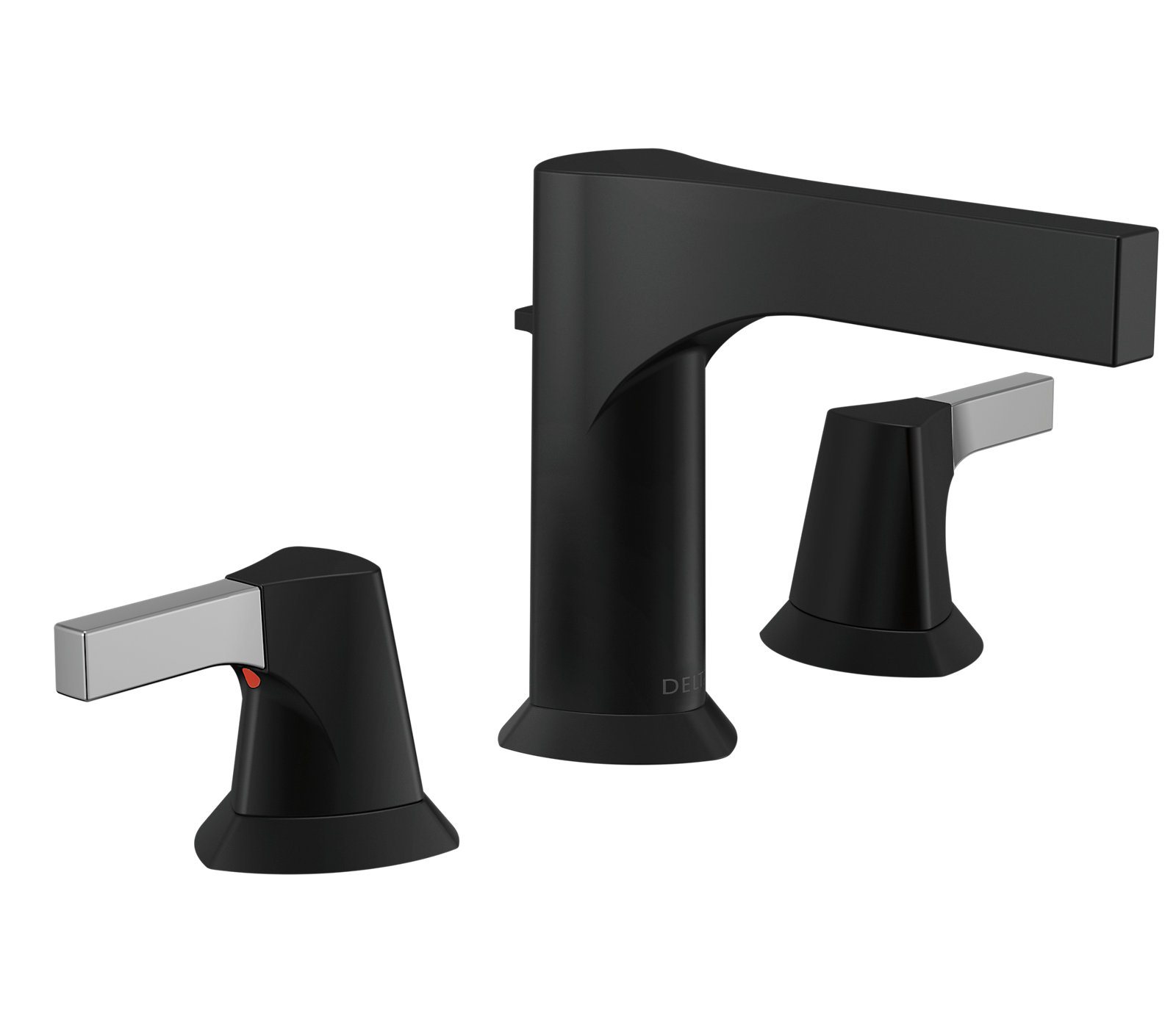 Zura Widespread Bathroom Faucet with Drain, Chrome/Black