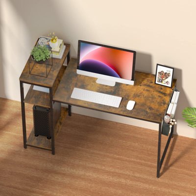 Computer Desk Large Office Desk Writing Desk for Home Office Modern Wooden Table Brown Flagstone