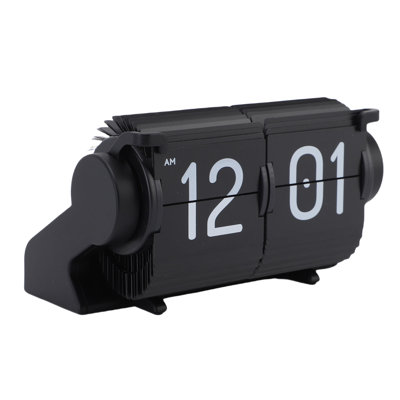Flip Desk Clock USB Modern Mechanical Auto Alarm with Reminder Function for Living Room Office Black