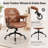 Retro Faux Leather Mid-Century Modern Home Office Desk Chair with Lumbar Support, Swivel Rolling Ergonomic Computer Chair with Rubber Wheels, Adjustable Tilt & 360° Swivel for Work & Relax-1977682494