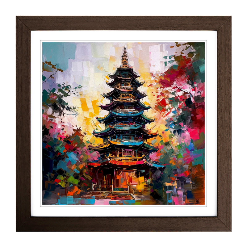 Pagoda Expressionism - Framed Print, Walnut
