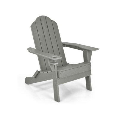 Foldable Weather Resistant Patio Chair With Built-In Cup Holder
