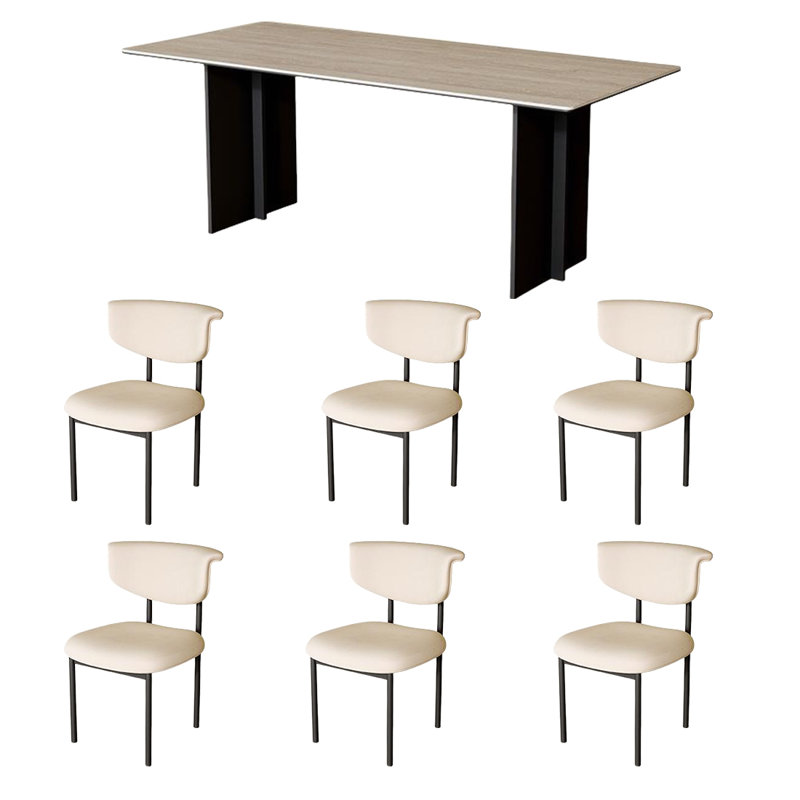 Ensemble de table et chaises Wabi-sabi antique, H 29,52 po x L 62,99 po x l 31,49 po
