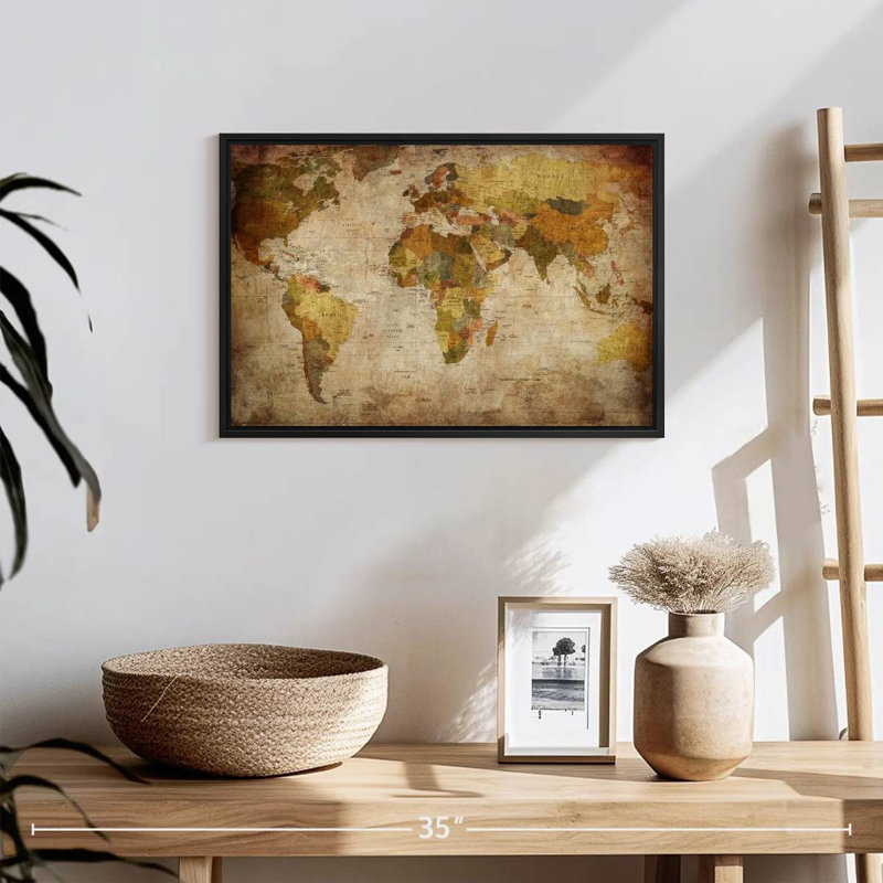 Aliaz World Map, 13" H x 19" W