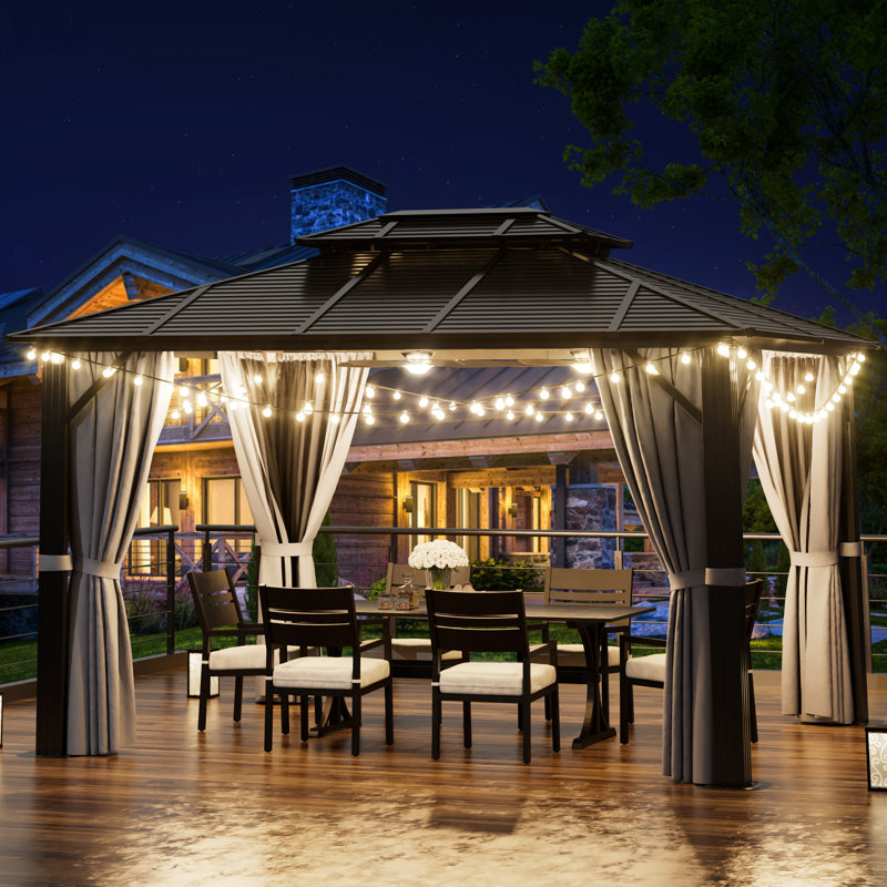 Abri de jardin pour patio en métal en aluminium mesurant l 12 pi x P 10 pi