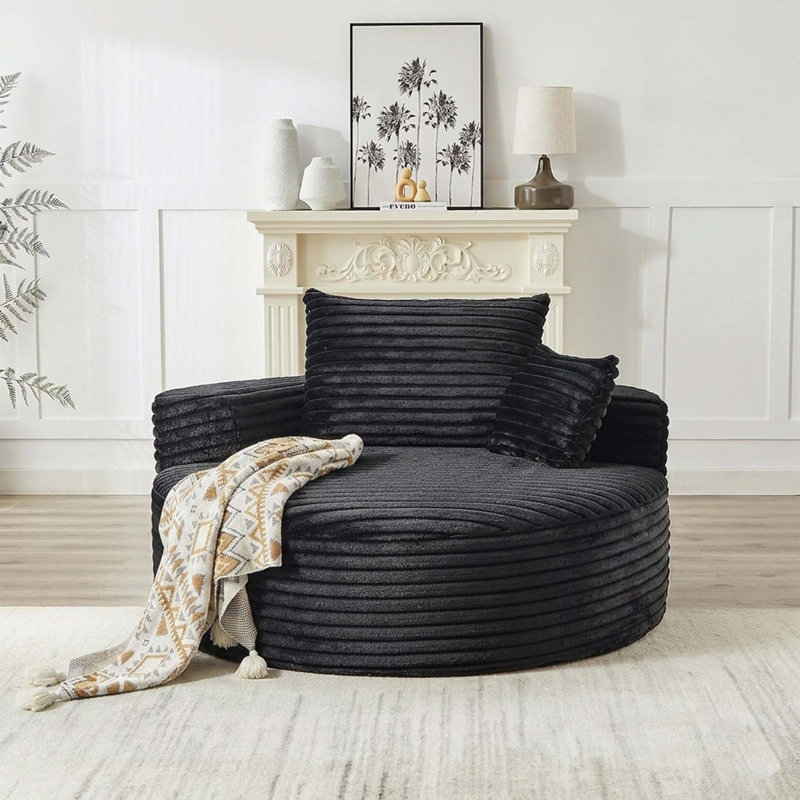 Méridienne ronde surdimensionnée de 50 po pour l'intérieur, fauteuil rembourré moderne Cloud avec siège profond, aucun assemblage requis, canapé-lit moelleux et confortable pour la lecture, le salon, la chambre à coucher
