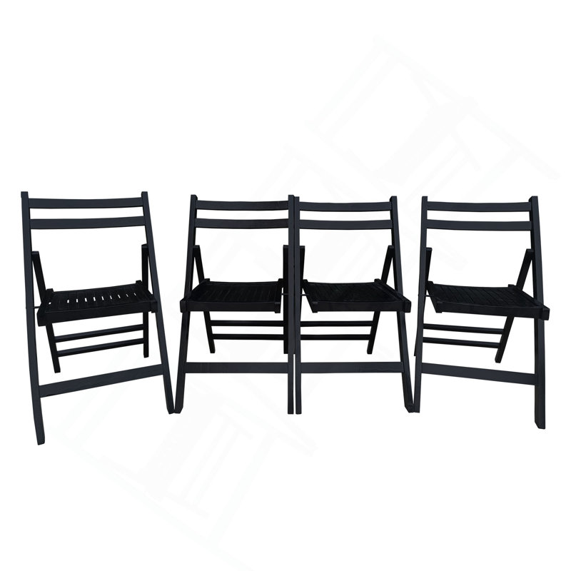 Chaise pliante spéciale en bois à lattes Furniture - ensemble de 4, chaise pliante, style pliable, Noir