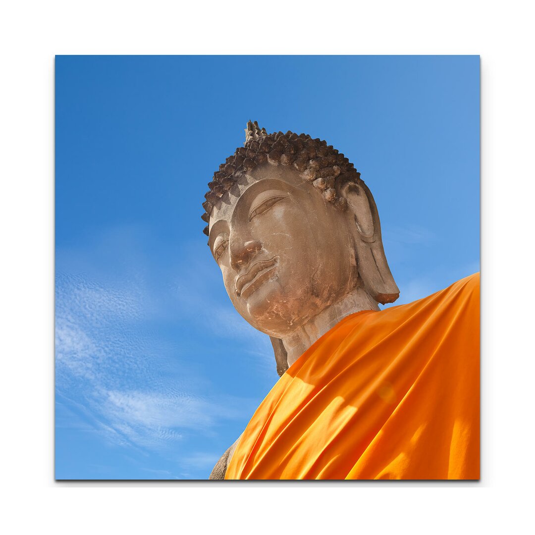 Leinwandbild Riesenstatue Buddha Gesicht – Nahaufnahme