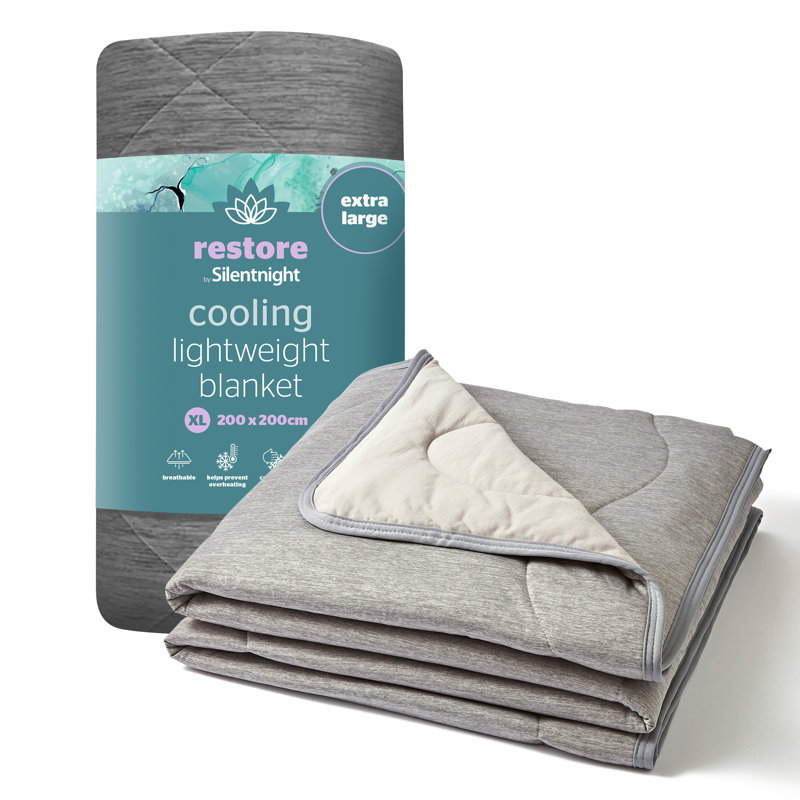 Silentnight Restore Lightweight Cooling Throw, Grey, 200cm L x 200cm W