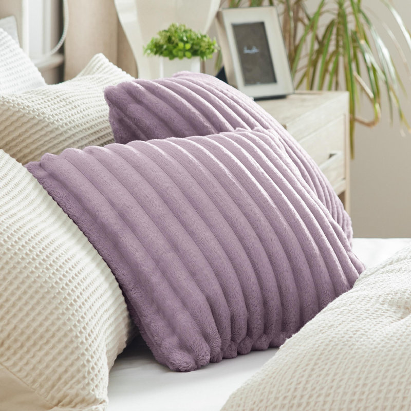 Bedsure Striped Throw Pillow Covers, Light Purple