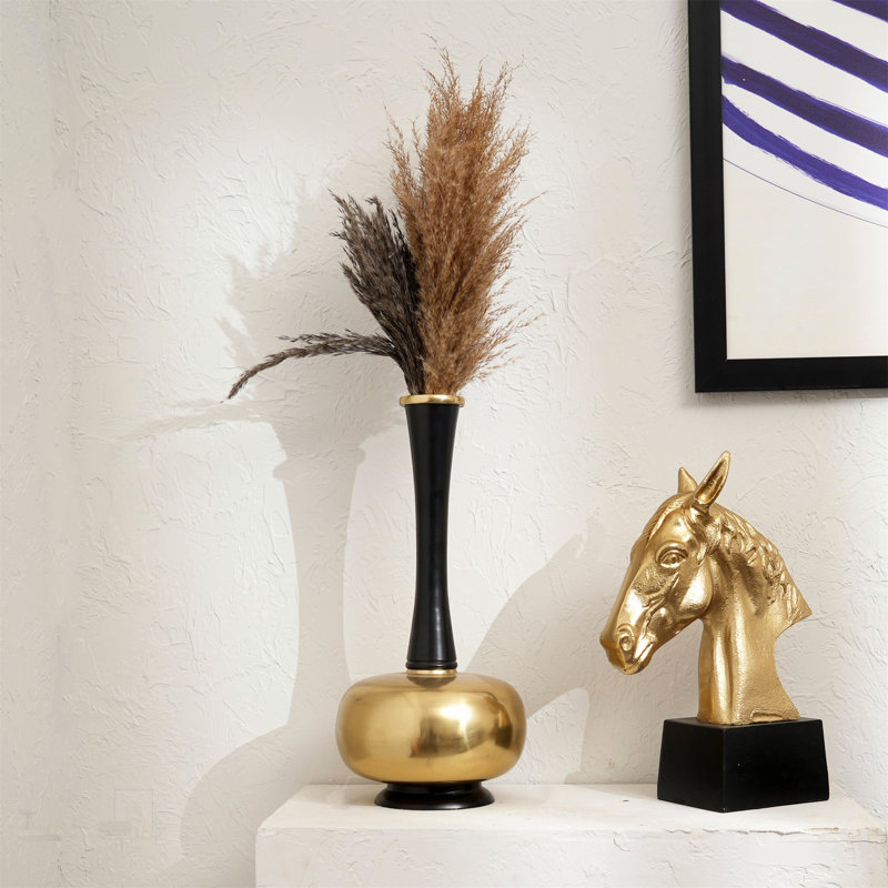 Vase décoratif élégant en aluminium doré et noir minimaliste - Parfait pour les intérieurs modernes et industriels