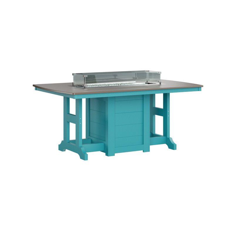 Table de salle à manger avec foyer 72 po Berlin Gardens Garden Classic, Bronze martelé avec base bleu Aruba