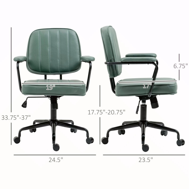 Office Chair, Adjustable For Home & Office, Comfy Seating With Stylish Retro Vibe